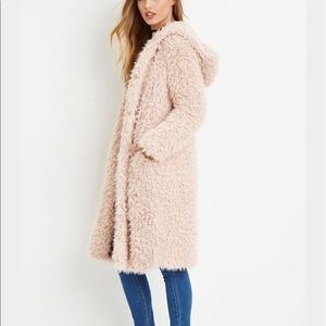 Pink faux fur coat